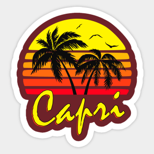 Capri Italy Retro Sunset Sticker